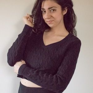 Tommy Hilfiger Black Knit Crop Sweater